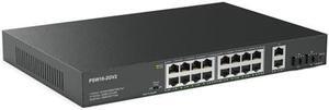 Real HD 16 Port Full Gigabit PoE Switch with 2 Gigabit Uplink SFP Ports, Unmanaged Plug and Play, High Power Total Budget 300W, 803.af/at Compliant, Fanless & Slience, Metal Housing, Rack Mount