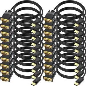 DisplayPort to VGA Cable 6 FT, 20-Pack Display Port DP to VGA Adapter Cord Male to Male HD Video 1080P for Computer, Monitor, TV, Projector