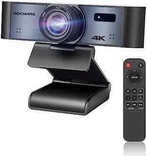 ROCWARE 4K Webcam with Remote, RC16 Computer Camera with Microphone,1080p 60fps FHD,AI Tracking,Privacy Cover, WDR,110degFOV,8X Digital Zoom,Streaming Camera for PC/Meeting/Teaching/Zoom