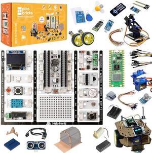 PicoBricks Raspberry Pi Pico W Starter Kit - 26 Pieces DIY Project Kit with 3 Learning Book and 25 Project Videos