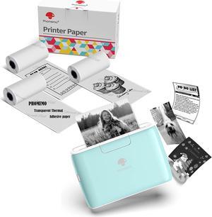 Phomemo M04S Portable Printer- Bluetooth Inkless Thermal Sticker Printer with 3 Rolls Transparent Self-Adhesive Thermal Paper, Black on Clear, 3 Rolls Paper, 50mm x 3.5m, Diameter 30mm