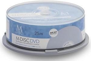 25 Pack Millenniata M-Disc DVD 4.7GB 4X HD White Inkjet Printable 1000 Year Permanent Data Archival / Backup Blank Media Recordable Disc