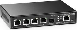 MokerLink 4 Port 2.5G Ethernet Managed Switch, 1 Port 10G Ethernet, 1 Port 10G SFP+ Slot, 4 x 2.5G Base-T Ports Compatible with 10/100/1000Mbps, Metal Web Managed Fanless Small Network Switch