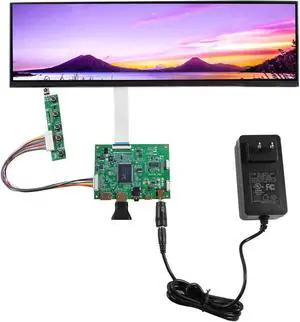 VSDISPLAY 12.6" NV126B5M-N41 12.6inch 1920X515 LCD Screen Work with 2 Mini LCD Controller VS-RTD2556HM-V1 and 12V DC 2A Power Adapter Supply US Plug with 5.5x2.1mm/3.5x1.35 mm Port