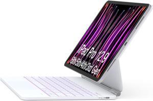 ZENLU iPad Pro 12.9 inch (6th, 5th, 4th, 3rd Generation) Case with Keyboard, Multi-Touch Trackpad, Power Digital Display, Floating Cantilever Stand, 7 Color Backlit Magic Keyboard Case (White)