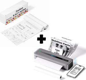 Portable Printer, Inkless Printer, Portable Printers Wireless for Travel, Small Printer Wireless, Compact Printer with 2 Rolls of 8.5" X 11" Thermal Paper