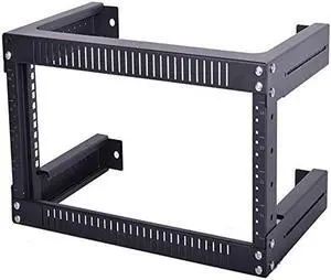 TECHTOO Wall Mount Rack 6U Adjustable Depth Open Frame 19Inch Server Equipment Rack Heavy Duty Patch Panel Bracket Network Equipment Rack (Adjustable 6U)