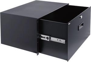 Tecmojo 6U Locking Rack Mount Drawer - 22lb (10 kg) Secure Lockable Steel Storage Rack Drawer for 19" Network Equipment/Server/AV Rack or Cabinet Enclosure 1U/2U/3U/4U/6U