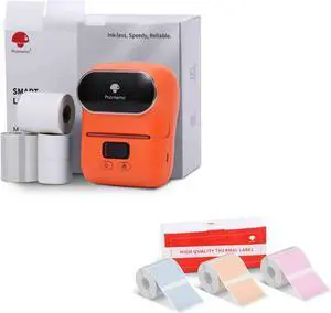 Phomemo M110S Label Maker- Mini Portable Bluetooth Thermal Label Printer for Clear Label, Barcode, Clothing, Office, Business, Compatible with Android & iOS, Orange