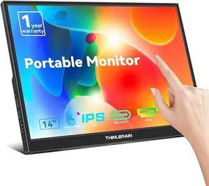 Thinlerain 14 Inch FHD 1920x1200 IPS Portable Monitor Touchscreen with Type-C 3.1 & HDMI, Travel Monitor with Kickstand & Speaker, External Display for Laptop Phone Computer Xbox Switch PS4/5
