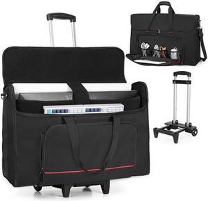 Trunab Rolling Monitor Carry Case for 24-27 Inch Monitors with Detachable Trolley, Padded Monitor Bag Hold Up to 2 LCD Screens/TVs and Accessories, Black Patented Design