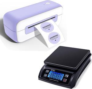 Phomemo Purple Thermal Label Printer with Black Digital Shipping Postal Scale