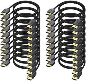 DisplayPort Cable 20-Pack, 6 Feet, Thin DP to DP 1.2 Cable Cord, [4K@60Hz, 2K@165Hz, 2K@144Hz] Display Port to Display Port Cable Braided for Computer, Laptop, Docking Station Monitor and More