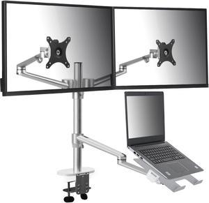 viozon Monitor and Laptop Mount, 3-in-1 Adjustable Triple Monitor Arm Desk Mounts, Dual Desk Arm Stand/Holder for 17 to 27 Inch LCD Computer Screens, Extra Tray Fits 12-17 Inch Laptops (OL-10T-S)