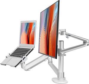 Viozon Monitor and Laptop Mount, 2-in-1 Adjustable Dual Monitor Arm Desk Stand Single Gas Spring Arm with Laptop Tray for 12-17" Laptop Single Arm Stand/Holder for 17"-32" Monitor (3L pro)