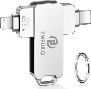 Apple MFi Certified 512GB USB-Memory-Drive-for-iPhone Memory-Thumb-Drive-iPhone OTG USB C Android Storage USB Flash Drive Backup Photo Stick for iPhone External USB Storage iPhone Picture Transfer MAC