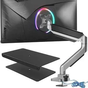 WALI Bundle - 2 Items: Single Monitor Stand Mount Arm and Steel Reinforcement Bracket