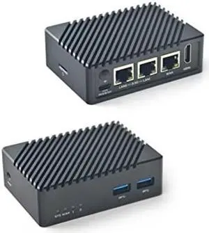 FriendlyElec Nanopi R5S Mini Router OpenWRT with Three Gbps Ethernet Ports LPDDR4X 4GB RAM Based in RK3568 Soc for IOT NAS Smart Home Gateway Support Linux Ubuntu (with CNC Metal Case)