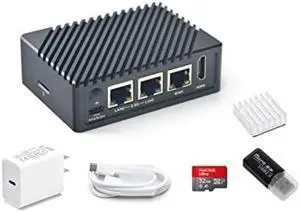 FriendlyElec Nanopi R5S Mini Router OpenWRT with Three Gbps Ethernet Ports 4GB RAM LPDDR4X Based in RK3568 Soc for IOT NAS Smart Home Gateway (with Metal Case) Support Debian Linux Ubuntu