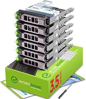 WORKDONE 6-Pack - 3.5" Hard Drive Caddy with 2.5" HDD Adapter - Compatible for Dell PowerEdge Selected 11-13th Gen. Servers - Manual - Front Sticker Labels - Screwdriver - Strong Tray Screws