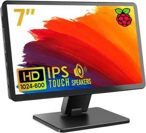 ROADOM Touch Screen Monitor with Case, 7'' Raspberry Pi Screen, IPS FHD 1024x600,Responsive and Smooth Touch,Dual Built-in Speakers,HDMI Input,Compatible with Raspberry Pi/PC/Camera/Gaming/TV