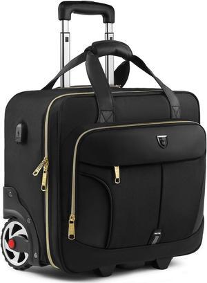 RUCYEN Rolling Laptop Bag, 17.3 inch Rolling Briefcase for Men & Women,Laptop Briefcase on Wheels, Overnight Bags Carry On Bag, for Business Travel