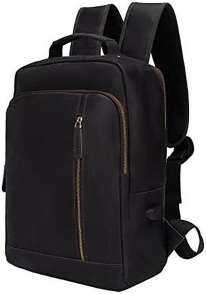 ZHYOL Leather Backpack For Men,17.3" Laptop Backpack with USB Charging Port Full Grain Leather Carry-On Travel Backpack Business Shoulder Bag Hiking Weekend Daypacks