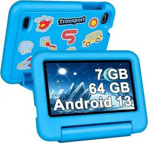 SEBBE Kids Tablet 7 Inch, 7GB RAM+64GB ROM (TF 1TB), with Parental Control,Preinstalled Apps for Kids, Puzzle Game Education Toddler Tablet PC with Protective Case - Blue