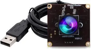 ELP High Speed Wide Angle Global Shutter USB Camera Module for Computer 1080P Mini UVC USB2.0 Webcam Board with 120degree No Distortion Lens AR0234 High Frame 90fps Web PC Camera Board for Laptop