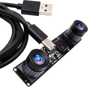 ELP 4MP Dual Lens USB Webcam - High Speed 1080P 60fps Lightburn Binocular Camera for PC, Computer, Raspberry Pi, Jetson Nano - UVC USB2.0 Laser Engraver Module