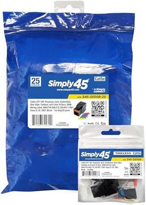 Simply45 S45-3500B-25 Cat5e UTP 180 Degree Keystone Jack, Unshielded