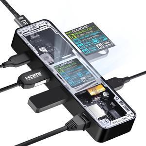 DOCKCASE Explorer Edition Visual Smart USB C Hub (6-in-1) with HDMI Port 4K@60Hz,Gigabit Ethernet,USB-C and 2 USB-A 5Gbps Data Ports, 100w PD Power Delivery, for MacBook Air/Pro, XPS, and More