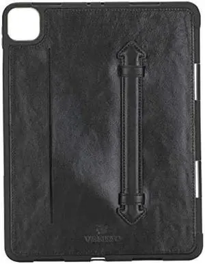 Venito Lecce Leather Wallet Case Compatible with iPad Pro 11 (3rd Generation, 2021 and 2nd Generation 2020) - Flex Handle Tablet Wallet (Rustic Black)