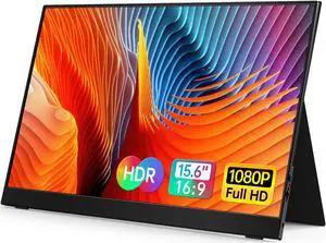 VILVA Portable-Monitor-for-Laptop - 15.6'' 1080P FHD IPS Display USB-C&HDMI Portable Monitor for Laptop with Cover and Speakers External Monitor for Laptop/PC/Mac/Phone/Xbox Switch/PS4