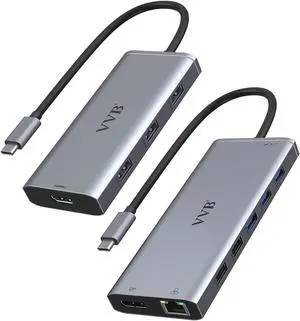 USB C Docking Station Dual Monitor USB C to Dual HDMI Adapter USB C Hub Compatible for Dell,HP,Lenovo Thinkpad,etc