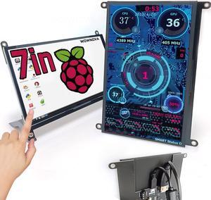 WOWNOVA 7" Computer Sensor Panel LCD Screen PC Temperature Monitor Display Secondary Screen, PC Accessories for PC Case, Compatible with Raspberry Pi and Windows 7/8/10/11 (Touch Screen)