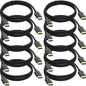 XiAyriky 4K DisplayPort to DisplayPort Cable 10 Feet, 10-Pack DP to DP Cable, Display Port Cable 10FT - 4K 60Hz, 2K 144Hz, 2K 165Hz for Computer, Laptop, TV, Docking Station, Graphics Card and More