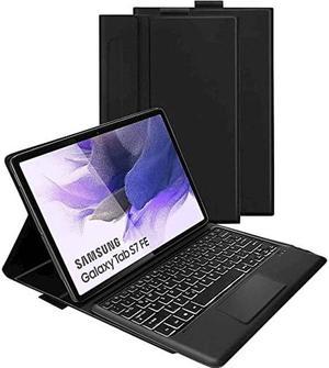 SaharaCase Protection Bluetooth Keyboard Case with TrackPad for Samsung Galaxy Tab S8 Plus 2022 and S7 FE 2021 Shockproof Bumper Heavy Duty Rugged Protection Integrated Kickstand  Black