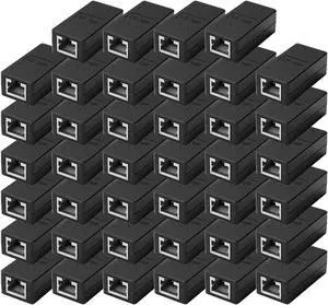 ZUZONG 40 PCS Gigabit RJ45 Coupler, Ethernet Extender Connector in Line Coupler for Cat8/Cat7/Cat6/Cat5e/Cat5 Ethernet Cable Extender Adapter Female to Female (Black)