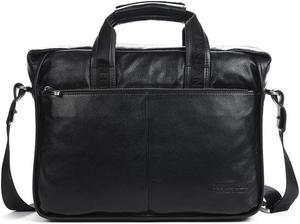BOSTANTEN 17 inch Laptop Bag Case Expandable Briefcases for men Bundled with Leather Briefcase Handbag Messenger Business Bags for Men Black