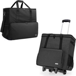 CURMIO Desktop Computer Travel Bag, Rolling Desktop Computer Carrying Case with Wheels Double Layers Computer Tower Travel Bag with Detachable Dolly for PC Chassis, Keyboard and Mouse, Patented Design