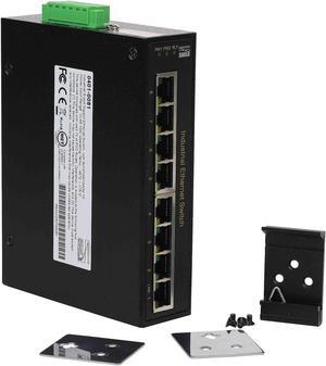Dinkle Industrial 8 Port Ethernet Switch 10/100 Mbps with DIN Rail/Wall-Mount, Redundant Power, Input Voltage: 12-56V DC, Operating Temp.: -40degC to +75degC ,Redundant Power (0401-0080) (0401-0080)