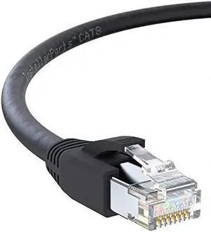 InstallerParts Ethernet Cable CAT8 Cable (10 Pack) 15 FT - Black - Professional Series - 40Gigabit/Sec Network/High Speed Internet Cable for Router, Modem,Gaming/2000 MHZ, 24AWG