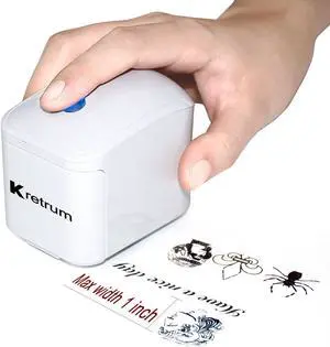 Kretrum Tattoo Mini Portable Handheld Wirless WiFi Printer for iOS & Android APP DIY Custom Temporary Printer Logo Qrcode Barcode Label Photo Printer (White)