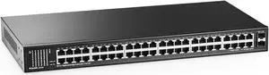 MokerLink 48 Port Gigabit Ethernet Switch with 2 Gigabit SFP Port, Fanless Metal Rackmount Unmanaged Plug and Play Network Switch