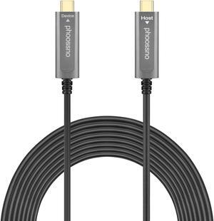 phoossno USB C to C Fiber Optical Cable USB 3.1 Type C Cable 10Gbps 65FT Compatible with Microsoft Azure Logitech Camera Aver &Vaddio & Barco ClickShare Touch Screen Kinect Intel RealSense