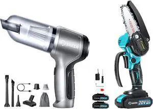 Saker Mini Vacuum Cleaner for Car,3 in 1 Keyboard Vacuum Cleaner Wireless Handheld Mini Chainsaw,4 Inch Portable Electric Best Chainsaw Cordless