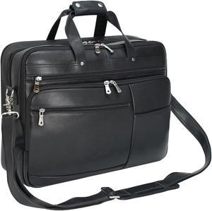 Large Leather Business Briefcase for Men 18" Napa Leather Laptop Case Messenger Bag Fits 17.3" Laptop (Black)