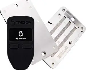 Trezor One + Billfodl - Cryptocurrency Hardware Wallet with Steel Wallet Cold Seed Storage (2 Items)