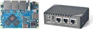 Nanopi R6S Mini WiFi Router OpenWRT with Three Gbps Ethernet Ports LPDDR4X 8GB RAM Based in 6Tops NPU RK3588S Soc for IOT NAS Smart Home Gateway Support Linux Ubuntu Android (with CNC Metal Case)